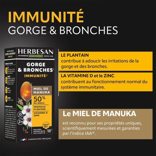 Sirop Miel de Manuka IAA15+ – Gorge & Bronches - 100 ml