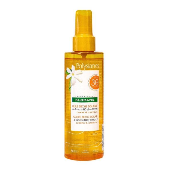 Polysianes Huile Sèche Solaire Bio SPF30 - 200ml