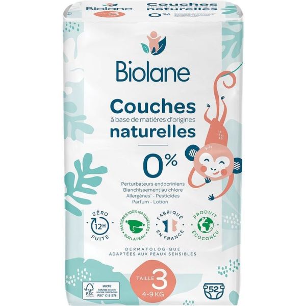 Couches écologiques - Taille 3 (4-9kg) - 52 unités