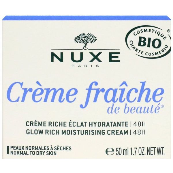 Nuxe Crème Fraîche de Beauté Crème Riche Éclat Hydratante 48H Bio - 50 ml