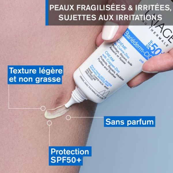 Soins spf BARIÉDERM-CICA Crème SPF50+ au Cuivre-Zinc - 40ml