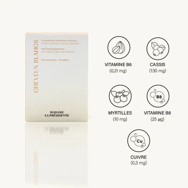 Compléments Alimentaires Cheveux Blancs - 30 comprimés
