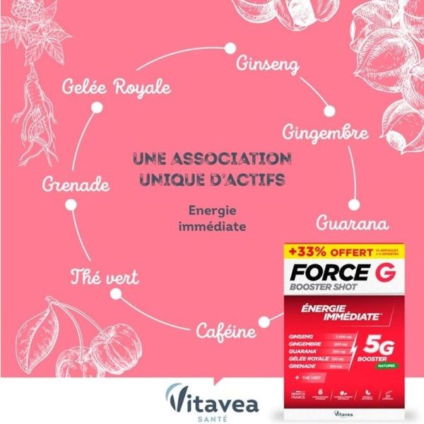 Force G Booster Shot Énergie Immédiate - 20 ampoules de 10 ml