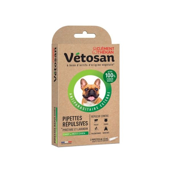 Pipettes répulsives pour chiot et petit chien - 2 Pipettes spot-on 1,5 mL