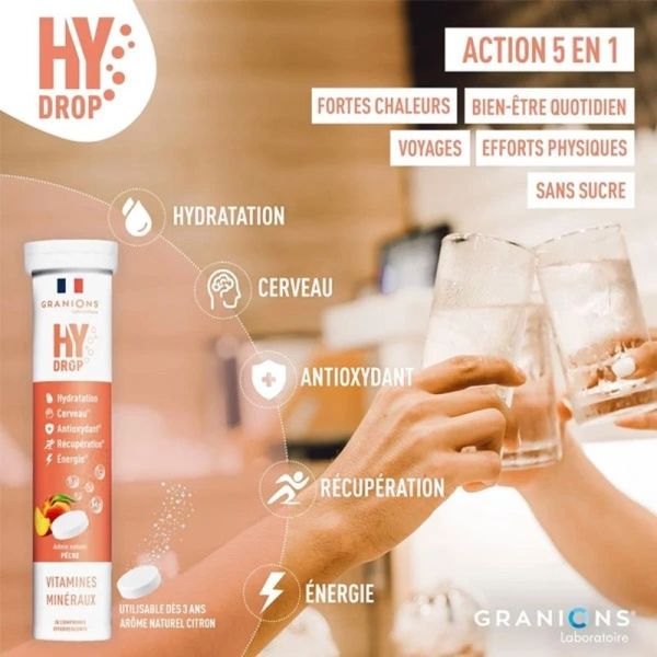 HYDROP - Hydratation Électrolytes Pêche - 20 comprimés