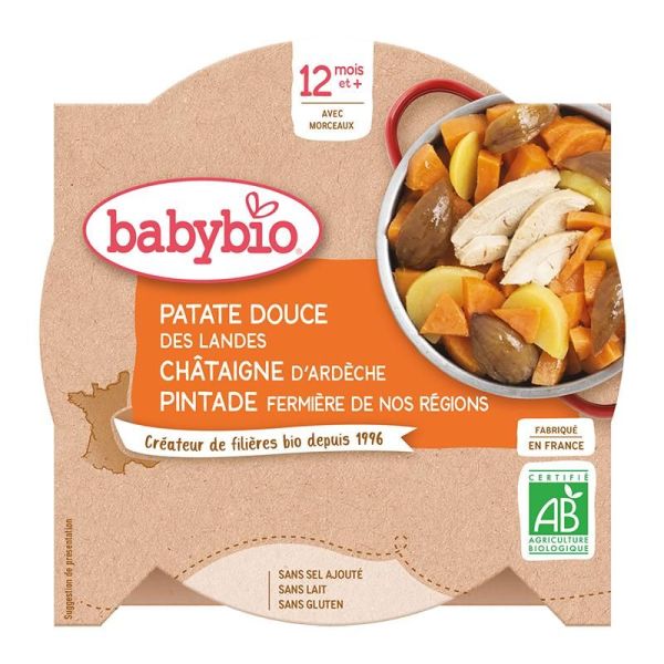 Menus Patate douce des Landes Châtaigne d'Ardèche Pintade fermière de nos Régions - Assiette 230g