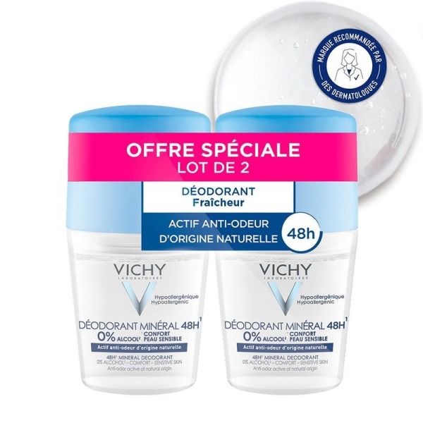 Déodorant Minéral 48h sans sels d'aluminium - 2 x 50 ml