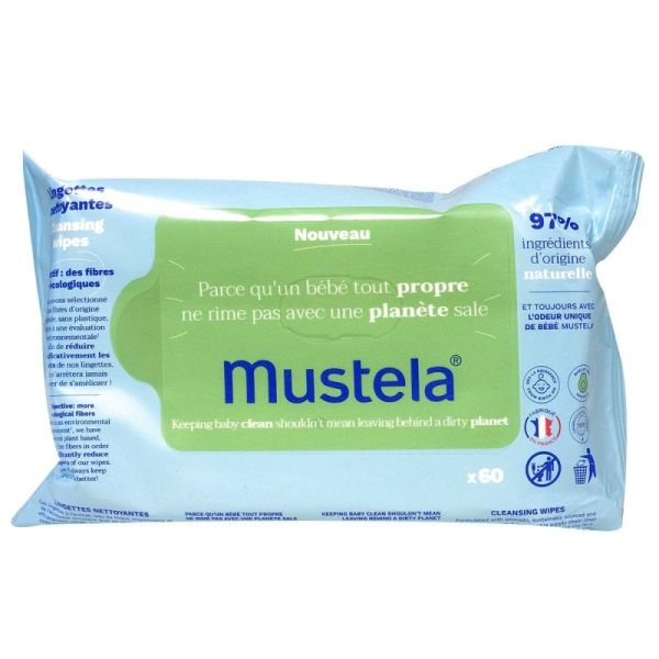 Mustela Lingettes Nettoyantes à l'Avocat - 60 Lingettes