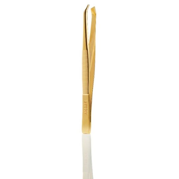Pince à épiler prestige inox dorée - Mors biais