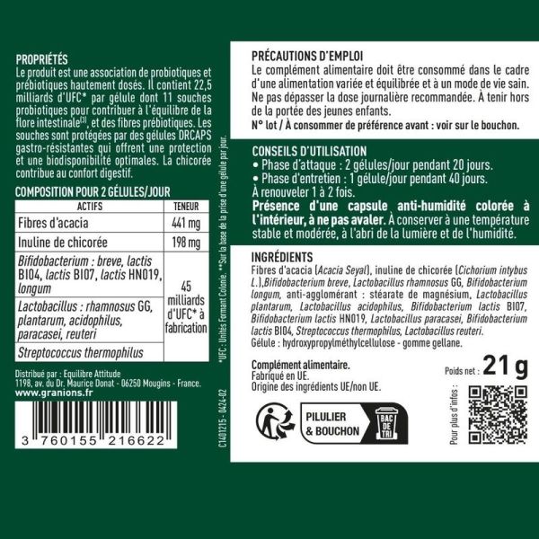Construction musculaire Probiotiques et Prébiotiques - 40g