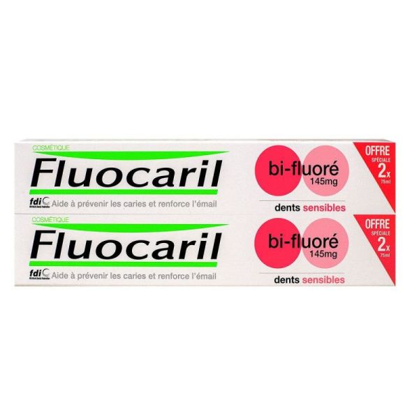 Fluocaril Dentifrice Dents Sensibles Bi-Fluoré - Lot de 2 x 75 ml