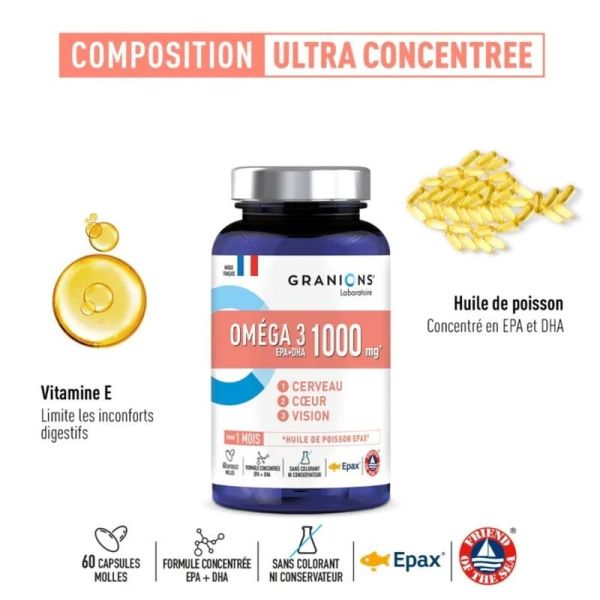 Oméga 3 1000 mg - 60 capsules molles