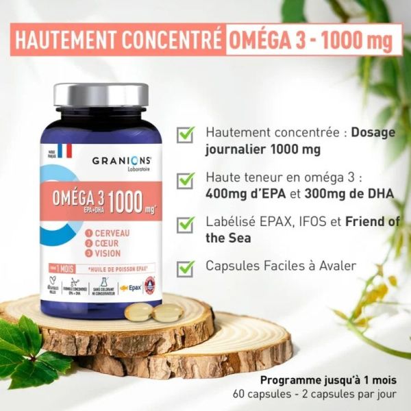 Oméga 3 1000 mg - 60 capsules molles