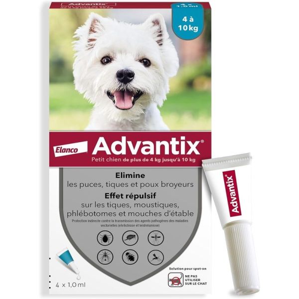Advantix Petit Chien entre 4 et 10 kg - 4 x 1,0 ml