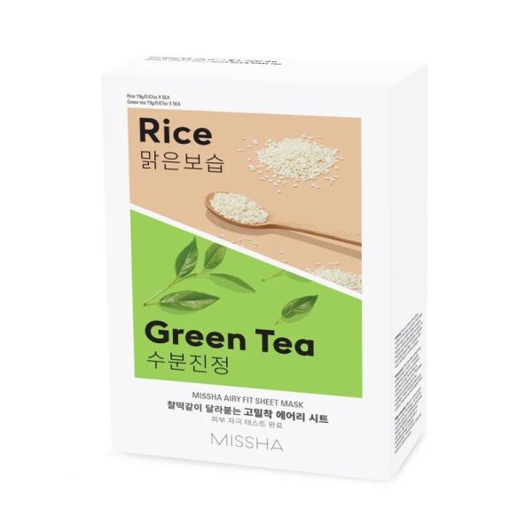 Airy Fit Sheet Mask Rice & Green Tea - 10 masques