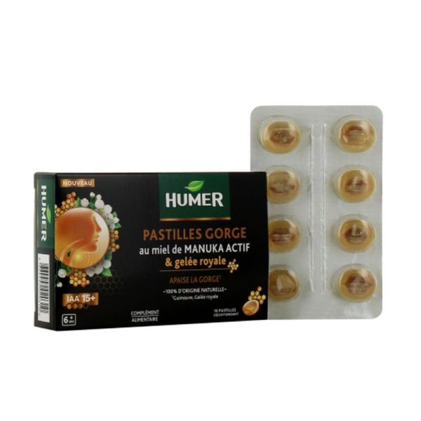 Pastilles Gorge au Miel de Manuka Actif & Gelée Royale - 16 Pastilles