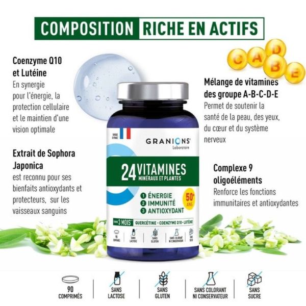 24 Vitamines Minéraux et Plantes - 90 comprimés