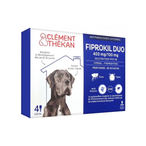 Clément Thékan Fiprokil Duo 402 mg/120 mg Chien - 4 Pipettes