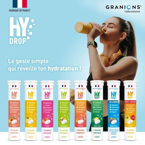 HYDROP Pastille hydratation Électrolytes au Collagène - framboise-cassis