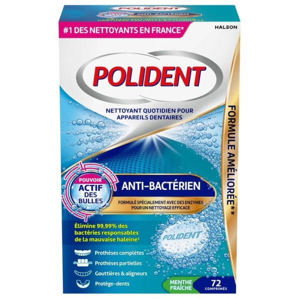 Nettoyant quotidien pour appareils dentaires - Anti-Bactérien - 72 comprimés