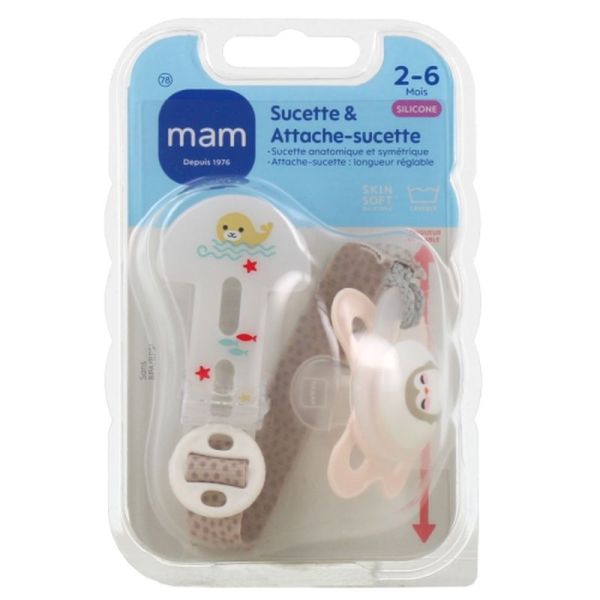Kit Sucette Silicone + Attache-sucette - 0-6Mois