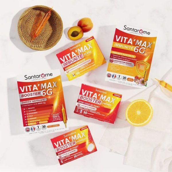 Vita'max Effervescent Booster Anti-Fatigue Goût Orange - 20 comprimés effervescents