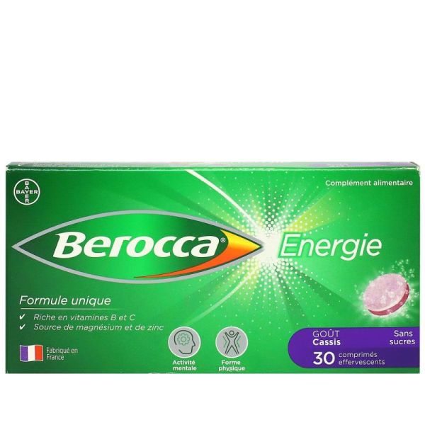 Berocca Énergie Goût Cassis - 30 Comprimés Effervescents