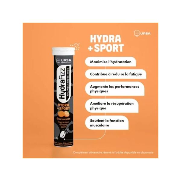 Hydrafizz - HYDRA SPORT- Gout Orange  - 16 comprimés effervescents