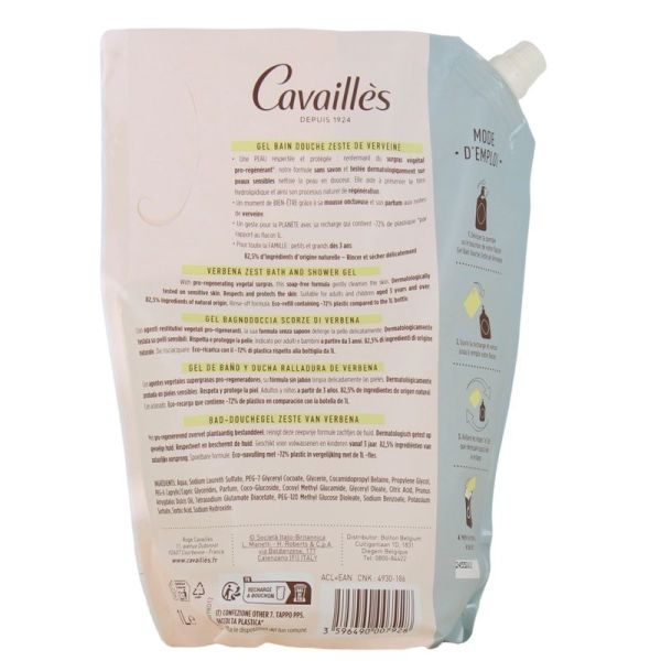 Gel Bain Douche Zeste de Verveine Peaux Sensibles QUOTIDIEN - 1 L
