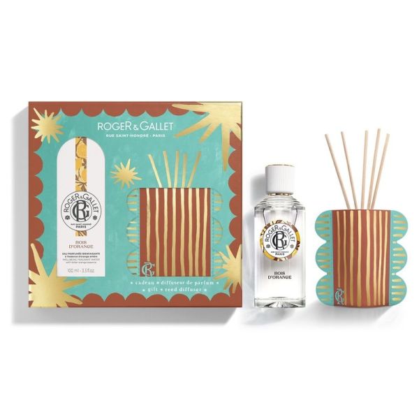 Coffret Noël Diffuseur + Eau Parfumée - Bois d'Orange - Eau Parfumée 100 ml, Diffuseur parfumé 25 ml