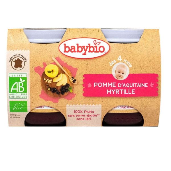 Fruits Pomme de Nouvelle-Aquitaine & Myrtille - Petits pots 2x130g