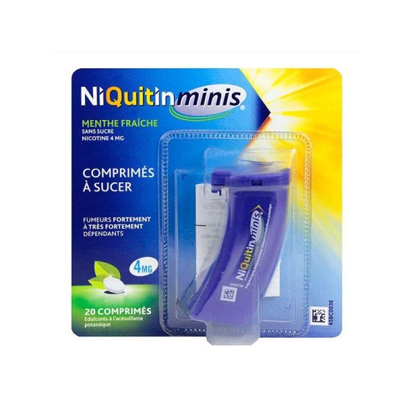 NIQUITINMINIS 4mg SANS SUCRE, comprimé édulcoré à l'acésulfame potassique - 20 comprimés