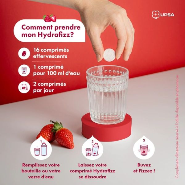 HydraFizz Hydra Sans Sucre goût citron - 16 comprimés effervescents