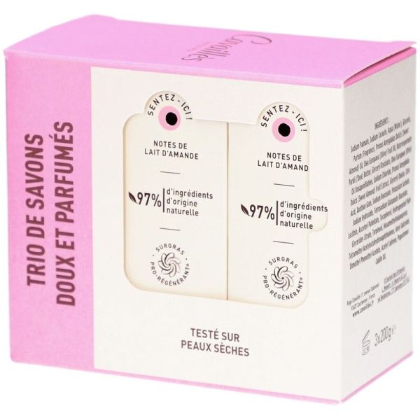 Savon surgras amande lactée - 3 pains de 200 g