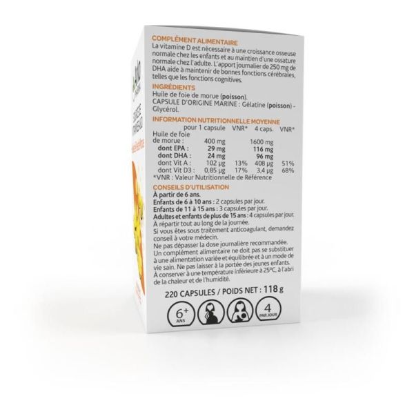 Arkogélules Huile de Foie de Morue - 220 capsules