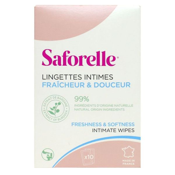 Saforelle Lingettes Intimes Individuelles - 10 Lingettes