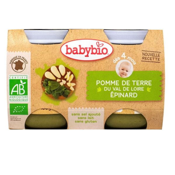 Babybio Petits Pots Pomme de terre Epinard - 2 x 130 g