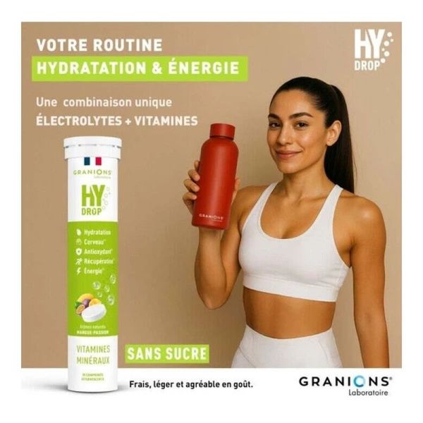 HYDROP - Hydratation Électrolytes Mangue Passion - 20 comprimés effervescents