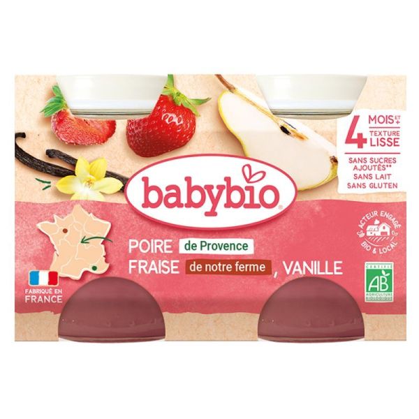 Fruits Poire de Provence 1ères Fraises de notre Ferme Vanille - Pots 2x130g
