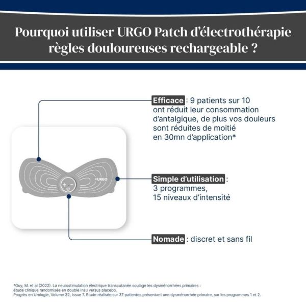 Patch électrothérapie règles douloureuses rechargeable URGOGYN - 1 kit