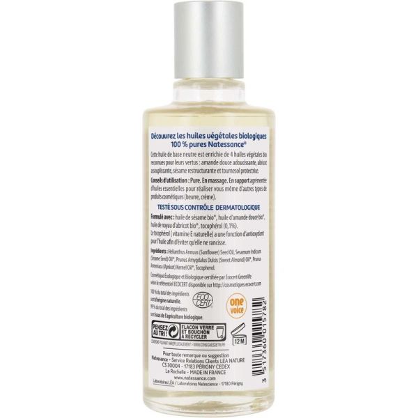 Huile Neutre Bio - Visage et Corps - 100ml