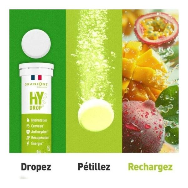 HYDROP - Hydratation Électrolytes Mangue Passion - 20 comprimés effervescents