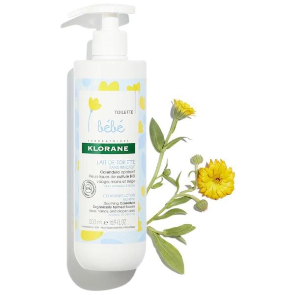 Calendula Lait nettoyant bébé sans rinçage - 500ml