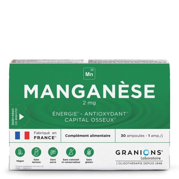 Manganèse 2 mg - 30 ampoules buvables