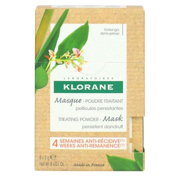 Klorane Masque Poudre Traitant au Galanga Pellicules Persistantes - 8 Sachets