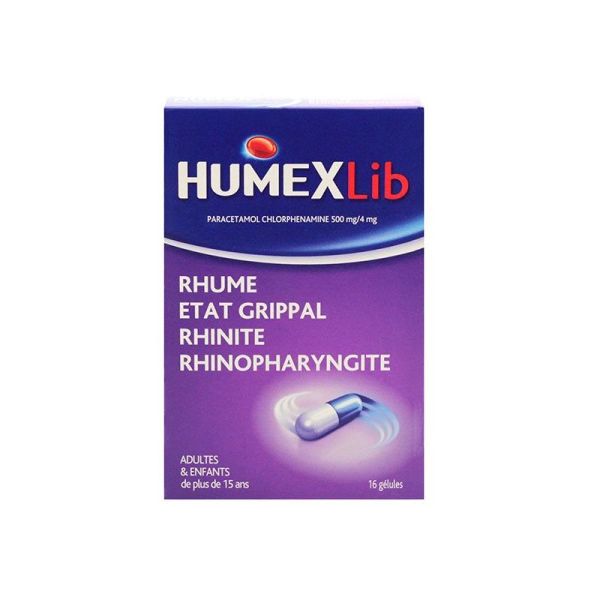 HUMEXLIB PARACETAMOL CHLORPHENAMINE 500mg/4mg - 16 gélules