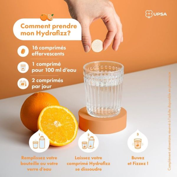 HydraFizz Hydra Sans Sucre goût citron - 16 comprimés effervescents