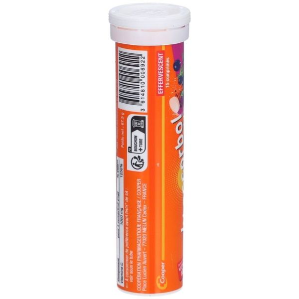 C1000 Comprimés Effervescents Sans Sucre Cassis - 15 comprimés