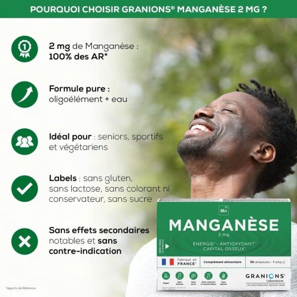 Manganèse 2 mg - 30 ampoules buvables
