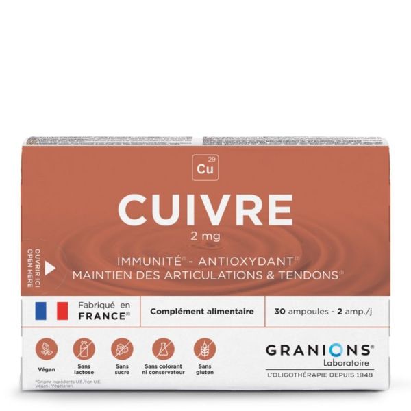 Cuivre 2 mg - 30 ampoules